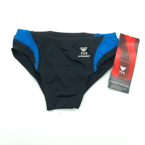 TYR Other - TYR Boys Swimwear Racer Bottoms Briefs Drawstring Blue Black 26 US 10/12